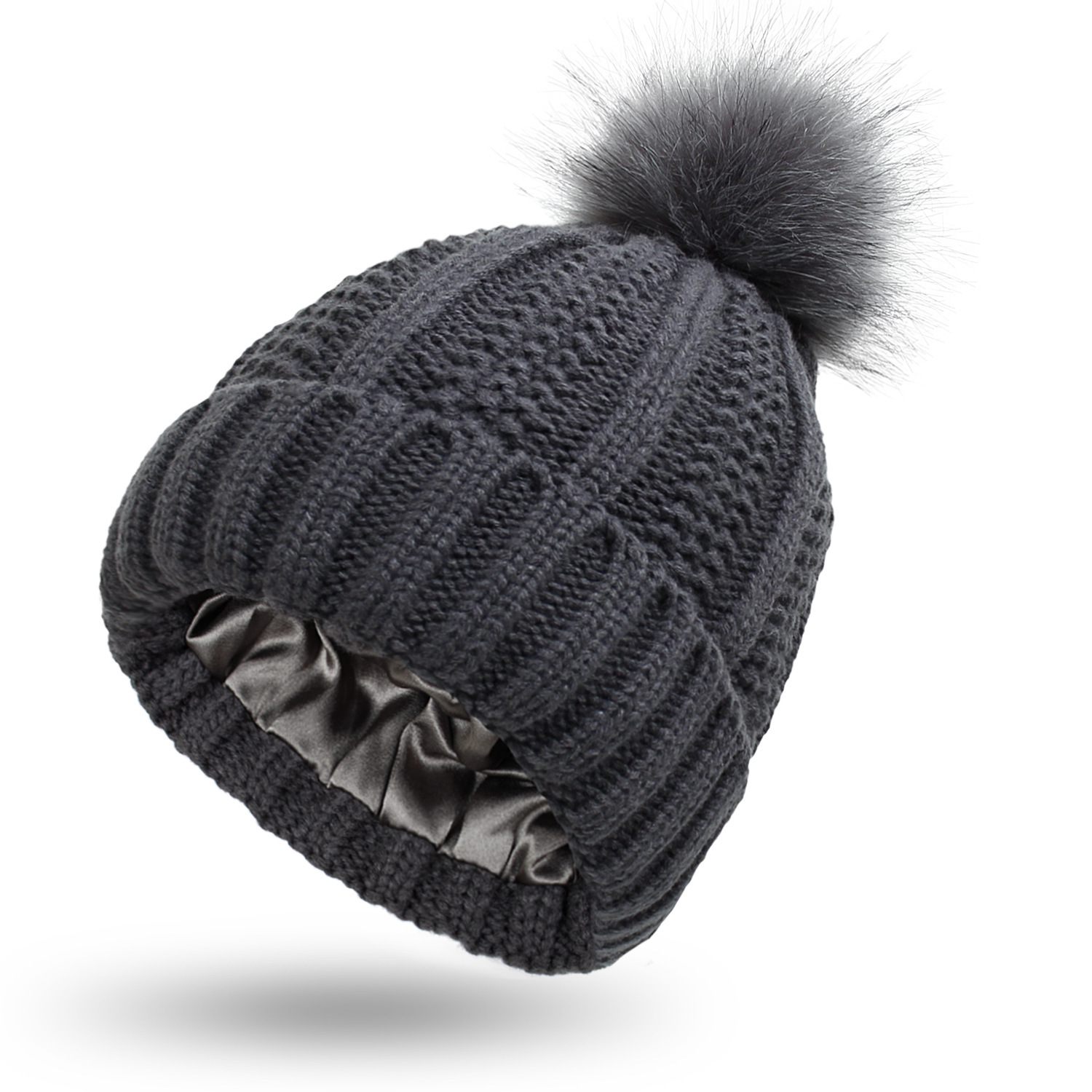 Satin Winter Pom Beanie - Image 2