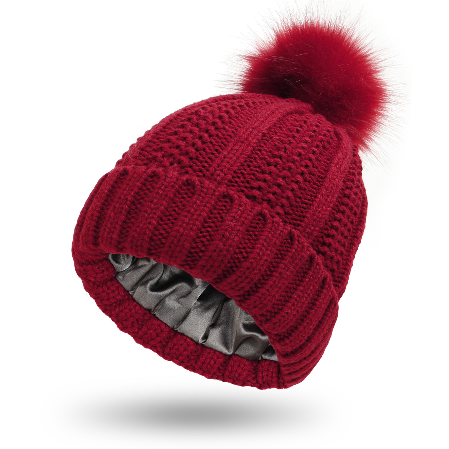 Satin Winter Pom Beanie - Image 3